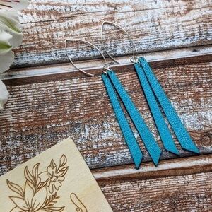 𝅺turquoise Leather Earrings